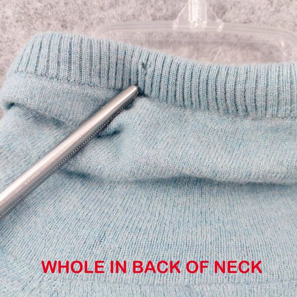 Cynthia Rowley Sweater Womens Large Blue Heather Cowl Neck Merino Wool Pullover - Picture 3 of 8